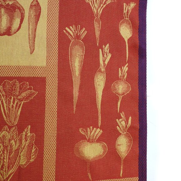 Vintage Vanderbilt Kitchen Towel France Cotton Red Yellow Vegetables - Picture 3 of 11